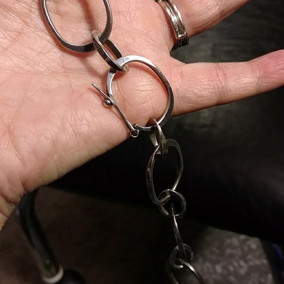 Long 70's style chain link silver Necklace - Picture 3 of 3